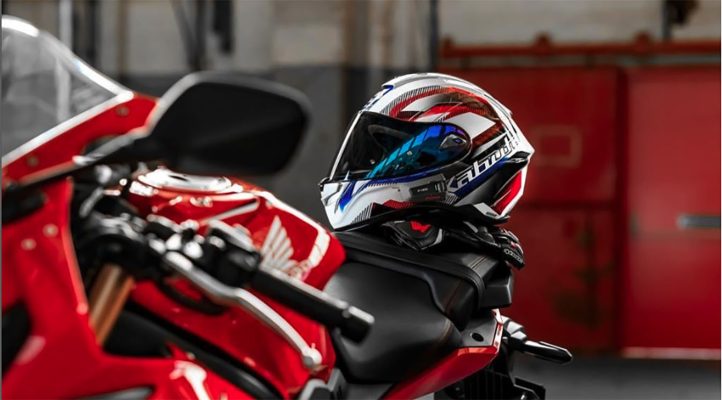 helmet on motorcycle